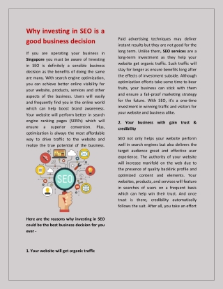 Why investing in SEO is a good business decision