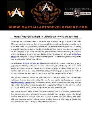 Martial Arts Development –A Lifetime Gift for You and Your kids