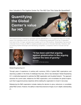 How Valuable Is The Captive Center For The HQ? Can This Value Be Quantified?