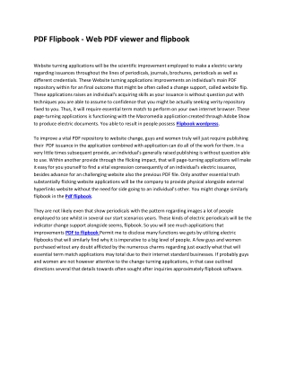 PDF Flipbook - Web PDF viewer and flipbook