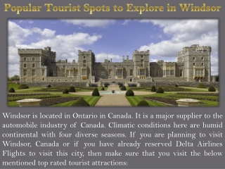 Popular Tourist Spots to Explore in Windsor