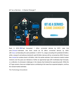 IoT as a Service – A Game Changer?