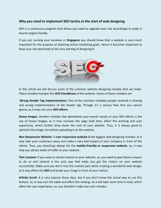 Why you need to implement SEO tactics at the start of web designing
