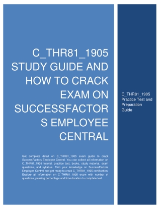 C_THR81_1905 STUDY GUIDE AND HOW TO CRACK EXAM ON SUCCESSFACTORS EMPLOYEE CENTRAL