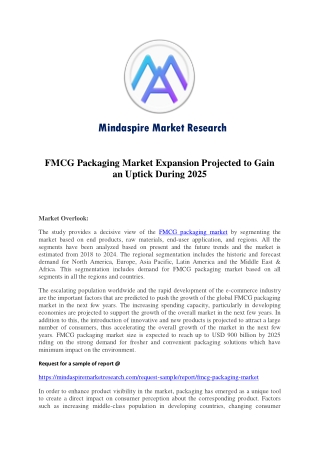 FMCG Packaging Market Expansion Projected to Gain an Uptick During 2025