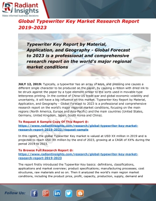 Typewriter Key Market Is Expanding From 2019 To 2023