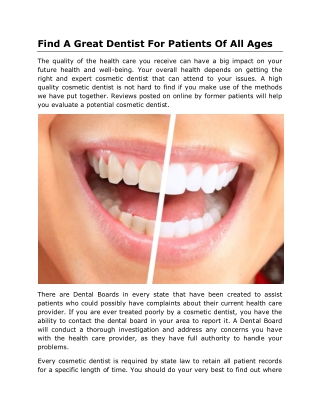 Find A Great Dentist For Patients Of All Ages