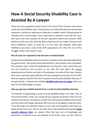 How A Social Security Disability Case Is Assisted By A Lawyer