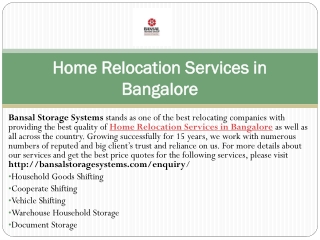 Top Home Relocation Services in Bangalore