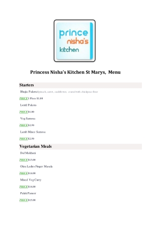 Princess Nisha's Kitchen- Order Indian food online