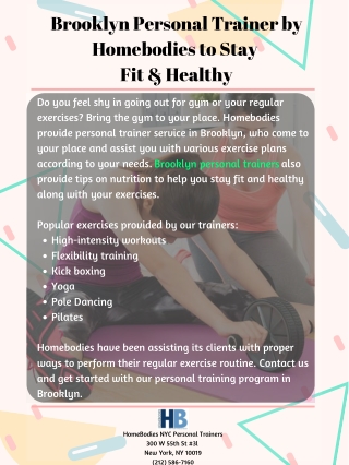 Brooklyn Personal Trainer by Homebodies to Stay Fit & Healthy