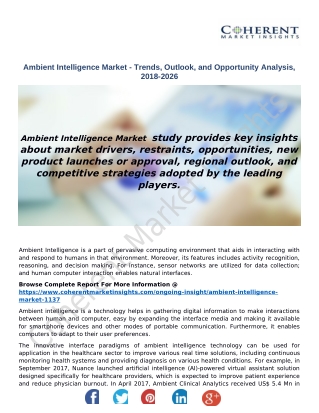 Ambient Intelligence Market - Trends, Outlook, and Opportunity Analysis, 2018-2026