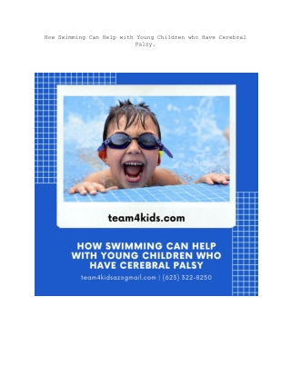 How Swimming Can Help with Young Children Who Have Cerebral Palsy