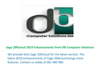 Sage 200cloud 2019 Enhancements from DB Computer Solutions