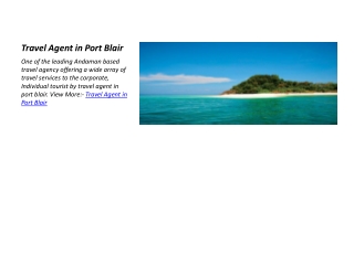 Travel Agent in Port Blair