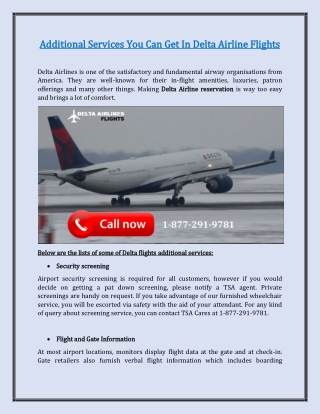 Additional Services You Can Get In Delta Airline Flights