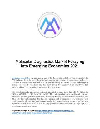 Molecular Diagnostics Market Foraying into Emerging Economies 2021