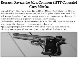 Concealed Online Reviews: Research Reveals the Most Common SHTF Concealed Carry Mistake