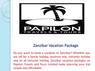 Zanzibar Vacation Package