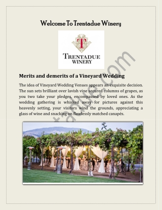 Merits and demerits of a Vineyard Wedding