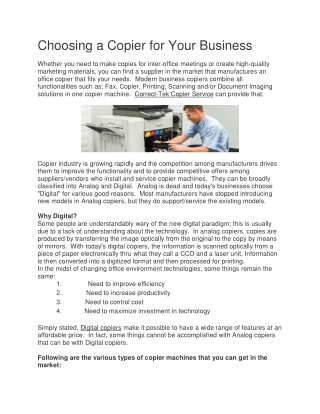 Finding The Perfect Digital Copier