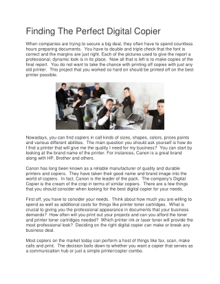 Comparing Digital Copiers