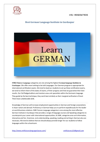 Best German Language Institute in Gurdaspur