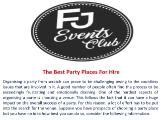 The Best Party Places For Hire