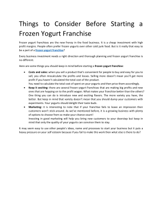 Things to Consider Before Starting a Frozen Yogurt Franchise