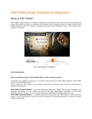 SAP HANA Online Course for Beginners