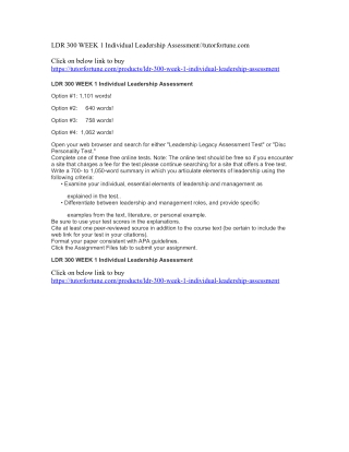 LDR 300 WEEK 1 Individual Leadership Assessment//tutorfortune.com