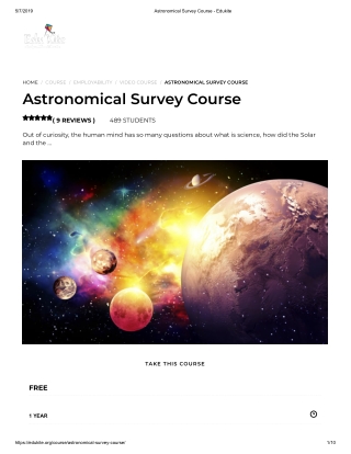 Astronomical Survey Course - Edukite