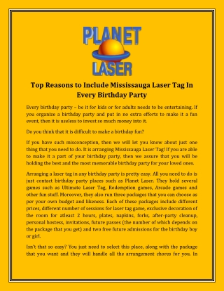 Top Reasons to Include Mississauga Laser Tag In Every Birthday Party