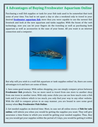 4 Advantages of Buying Freshwater Aquarium Online