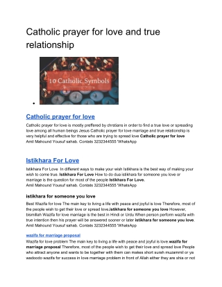 Catholic prayer for love and true relationship