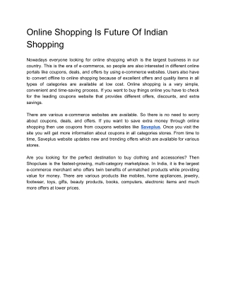 Online Shopping Is Future Of Indian Shopping
