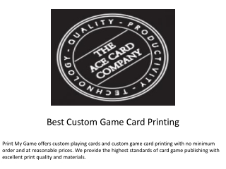 Best Custom Game Card Printing