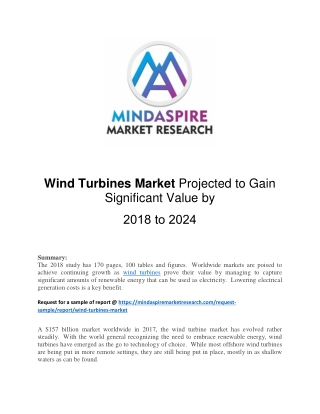 Wind Turbines Market Projected to Gain Significant Value by 2018 to 2024