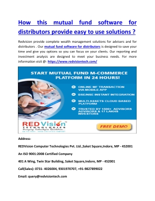 How this mutual fund software for distributors provide easy to use solutions ?