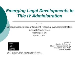 Emerging Legal Developments in Title IV Administration