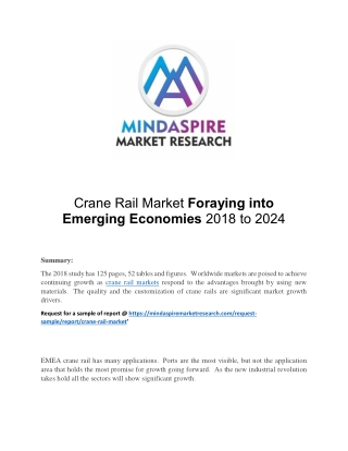 Crane Rail Market Foraying into Emerging Economies 2018 to 2024