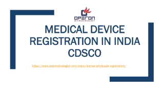 operon strategist provide consultancy services for CDSCO license Registration