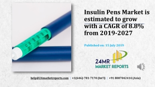 Insulin Pens Market is estimated to grow with a CAGR of 8.8% from 2019-2027