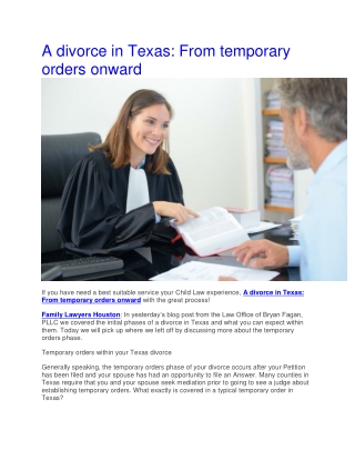 A divorce in Texas: From temporary orders onward