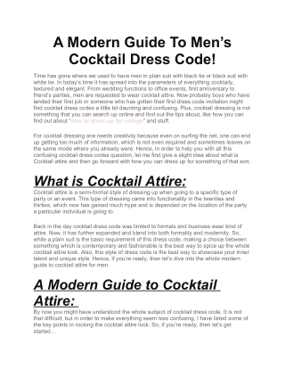 A Modern Guide To Men’s Cocktail Dress Code!