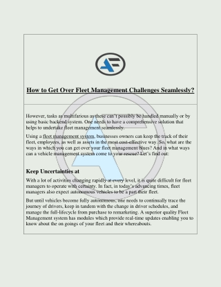 How to Get Over Fleet Management Challenges Seamlessly?
