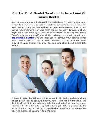 Get the Best Dental Treatments from Land O’ Lakes Dental