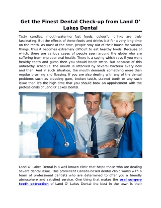 Get the Finest Dental Check-up from Land O’ Lakes Dental