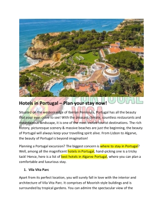 Hotels in Portugal – Plan your stay now!