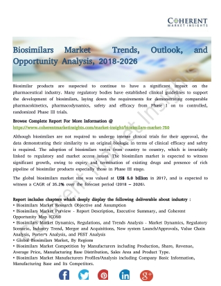 Biosimilars Market Trends, Outlook, and Opportunity Analysis, 2018-2026